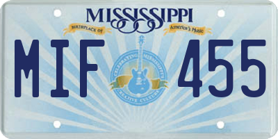 MS license plate MIF455