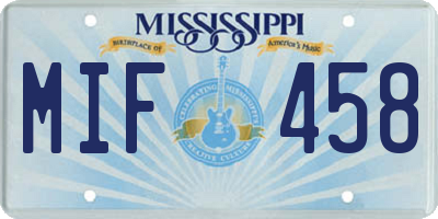 MS license plate MIF458