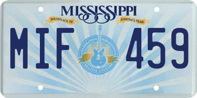 MS license plate MIF459