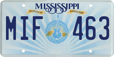 MS license plate MIF463