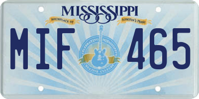 MS license plate MIF465
