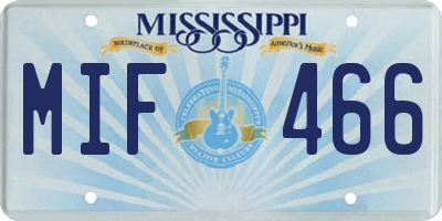 MS license plate MIF466