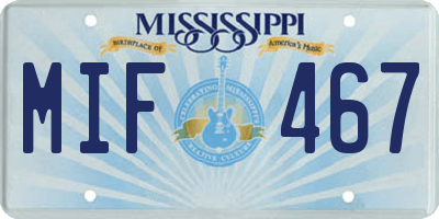MS license plate MIF467