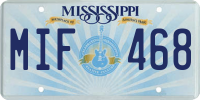 MS license plate MIF468