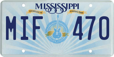 MS license plate MIF470