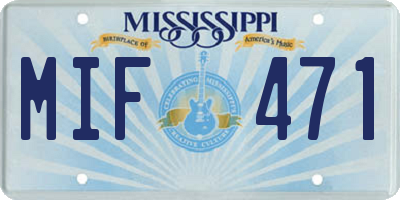 MS license plate MIF471