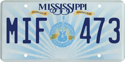 MS license plate MIF473