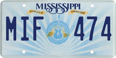 MS license plate MIF474