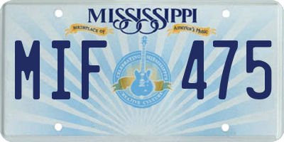 MS license plate MIF475
