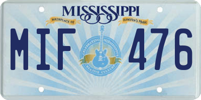 MS license plate MIF476