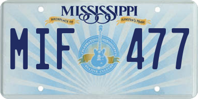 MS license plate MIF477