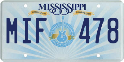 MS license plate MIF478