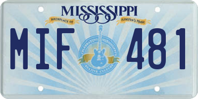 MS license plate MIF481