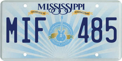 MS license plate MIF485