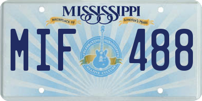MS license plate MIF488