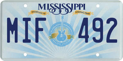 MS license plate MIF492