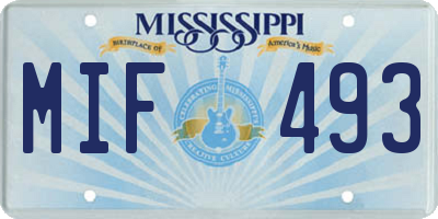 MS license plate MIF493