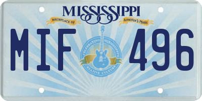 MS license plate MIF496
