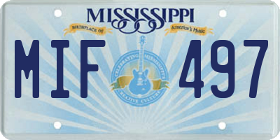 MS license plate MIF497