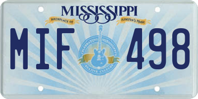 MS license plate MIF498