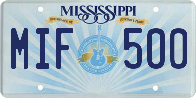 MS license plate MIF500