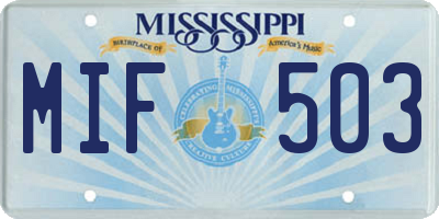 MS license plate MIF503