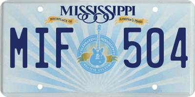 MS license plate MIF504