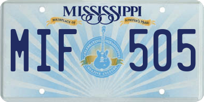 MS license plate MIF505