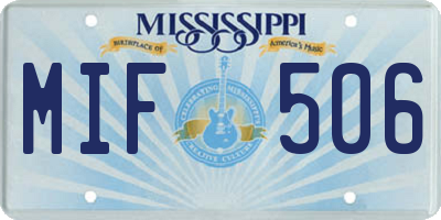 MS license plate MIF506