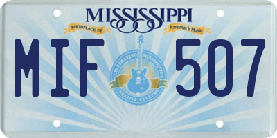MS license plate MIF507