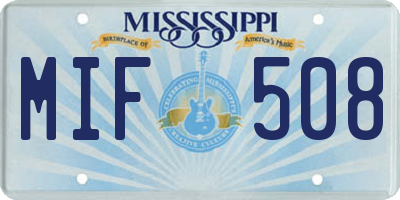 MS license plate MIF508