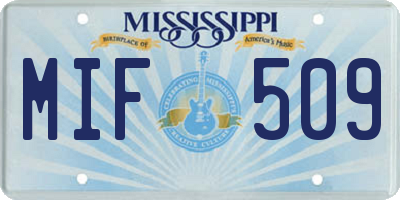 MS license plate MIF509