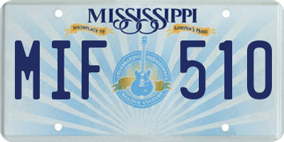 MS license plate MIF510