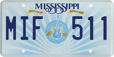 MS license plate MIF511