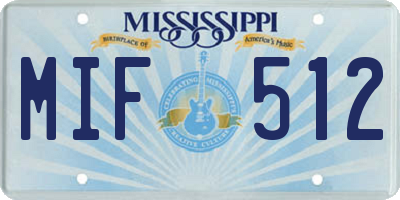 MS license plate MIF512