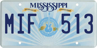 MS license plate MIF513