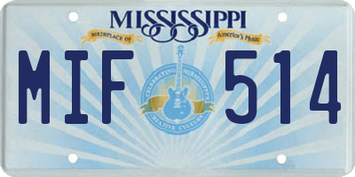 MS license plate MIF514