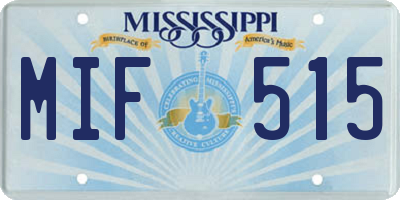 MS license plate MIF515