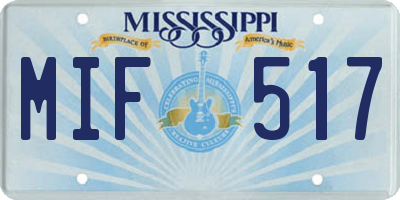 MS license plate MIF517