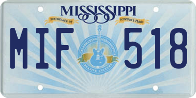 MS license plate MIF518