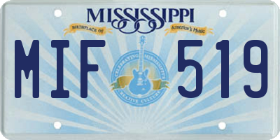 MS license plate MIF519