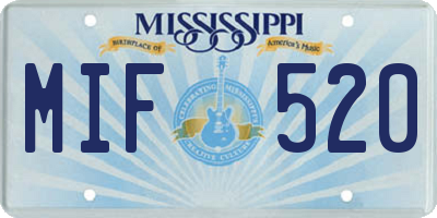 MS license plate MIF520