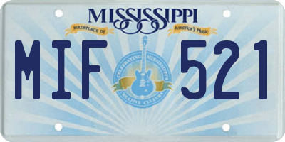 MS license plate MIF521