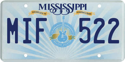 MS license plate MIF522