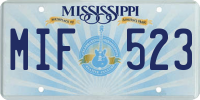 MS license plate MIF523