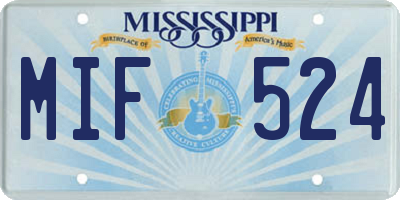 MS license plate MIF524