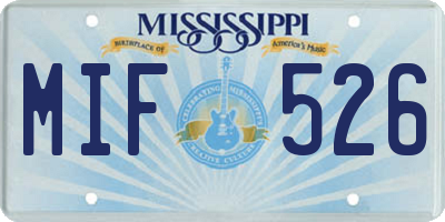 MS license plate MIF526