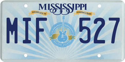 MS license plate MIF527