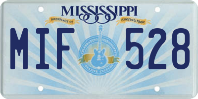 MS license plate MIF528