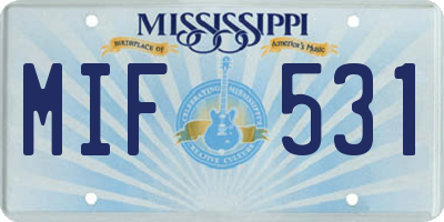MS license plate MIF531